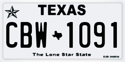TX license plate CBW1091