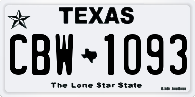 TX license plate CBW1093