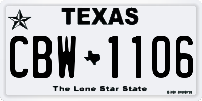TX license plate CBW1106