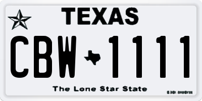 TX license plate CBW1111