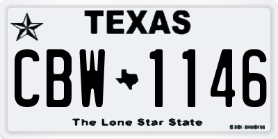 TX license plate CBW1146
