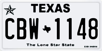 TX license plate CBW1148