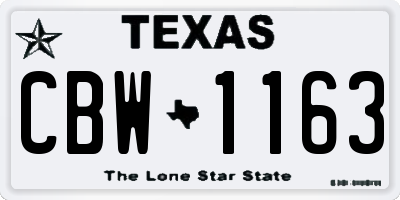 TX license plate CBW1163
