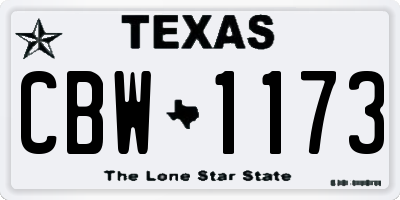 TX license plate CBW1173