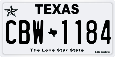 TX license plate CBW1184