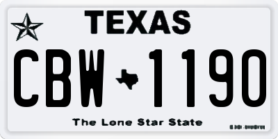 TX license plate CBW1190