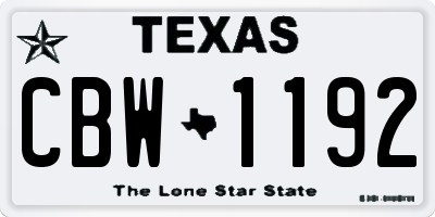 TX license plate CBW1192