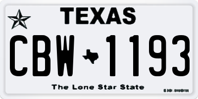 TX license plate CBW1193
