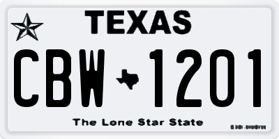 TX license plate CBW1201