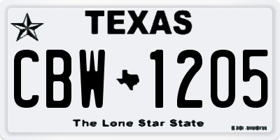 TX license plate CBW1205