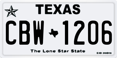 TX license plate CBW1206