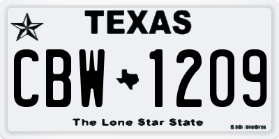 TX license plate CBW1209