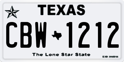 TX license plate CBW1212