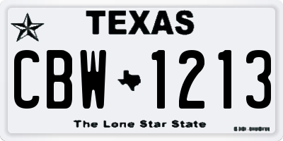 TX license plate CBW1213