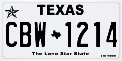 TX license plate CBW1214