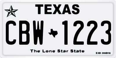 TX license plate CBW1223