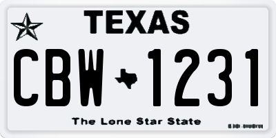 TX license plate CBW1231