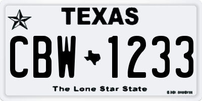 TX license plate CBW1233
