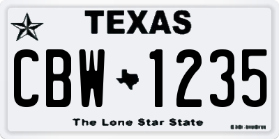 TX license plate CBW1235
