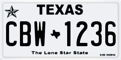 TX license plate CBW1236