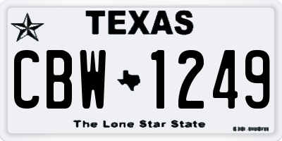 TX license plate CBW1249