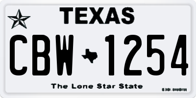 TX license plate CBW1254