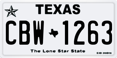 TX license plate CBW1263