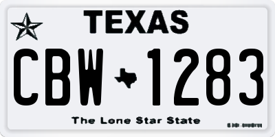 TX license plate CBW1283
