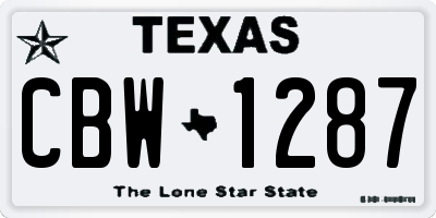 TX license plate CBW1287
