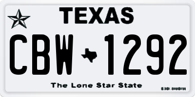 TX license plate CBW1292