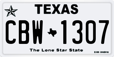 TX license plate CBW1307