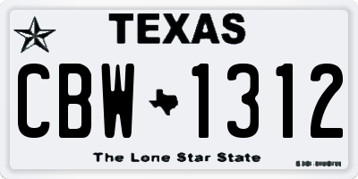 TX license plate CBW1312
