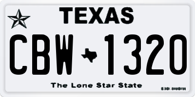 TX license plate CBW1320