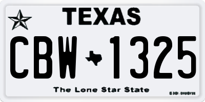 TX license plate CBW1325