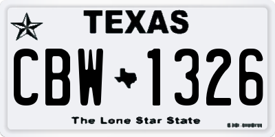 TX license plate CBW1326