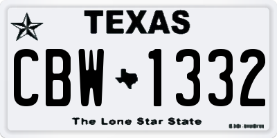 TX license plate CBW1332