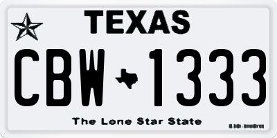 TX license plate CBW1333