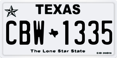 TX license plate CBW1335