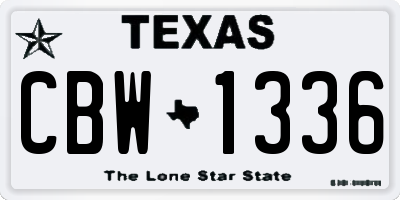 TX license plate CBW1336