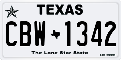 TX license plate CBW1342