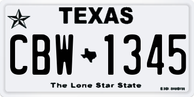 TX license plate CBW1345