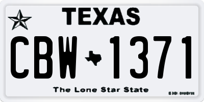 TX license plate CBW1371