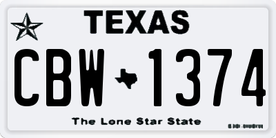 TX license plate CBW1374