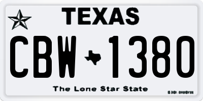 TX license plate CBW1380