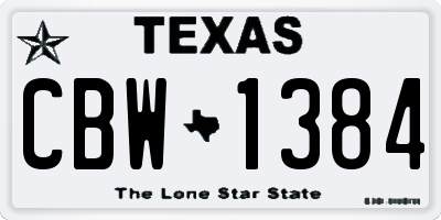 TX license plate CBW1384