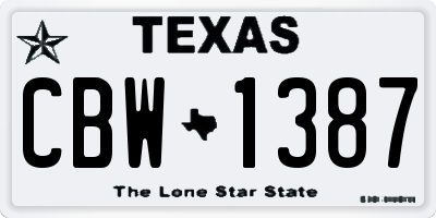TX license plate CBW1387
