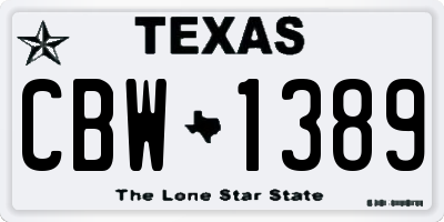 TX license plate CBW1389
