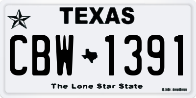 TX license plate CBW1391