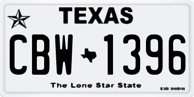 TX license plate CBW1396