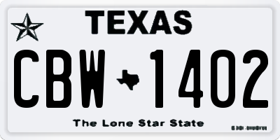 TX license plate CBW1402